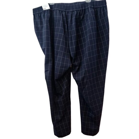 Lane Bryant Women Size 24 NWT Navy Windowpane Nautical Perfect Drape Ankle Pants - Picture 2 of 12